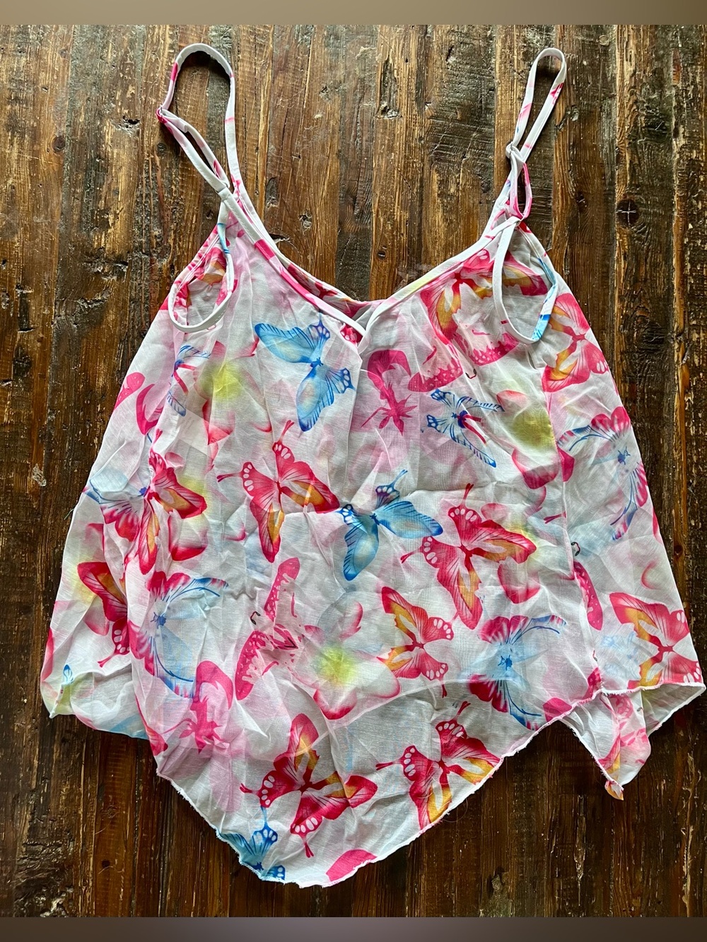 Two-piece aqua bathing suit, with Sheer Butterfly Print Camisole Top Sz M NWOT - Picture 4 of 16